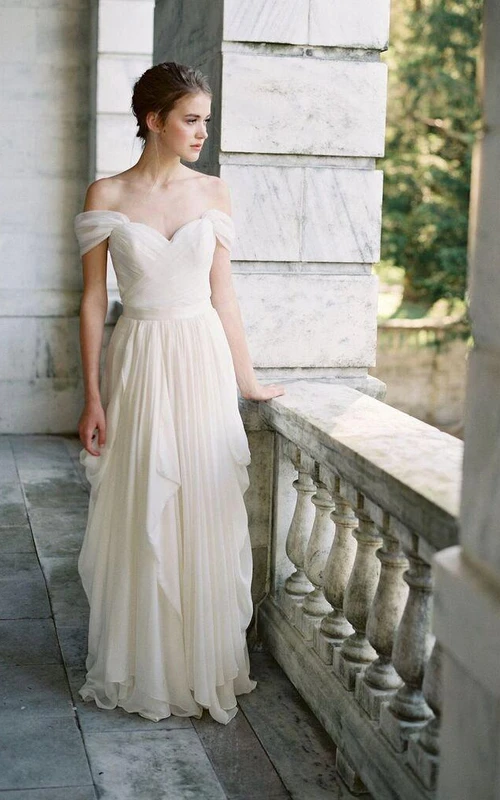 Chiffon-Hochzeitskleid mit Rüschenrock