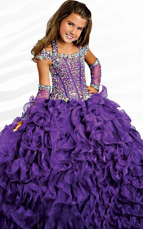 Vestido de fiesta con volantes, escote halter, corsé, vestido de niña de las flores con abalorios