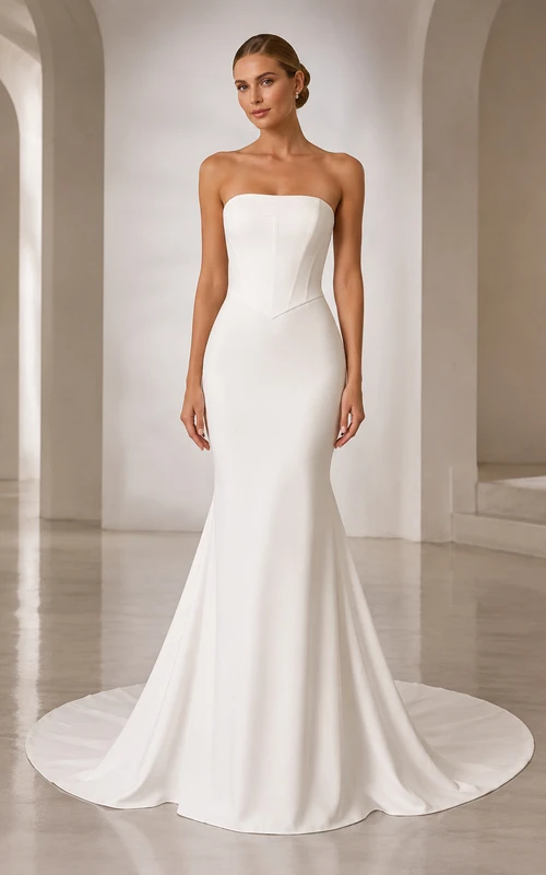 Robe de mariée sirène bustier en satin