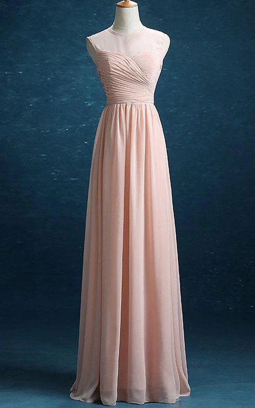 Bodenlanges Chiffon- und Satinkleid
