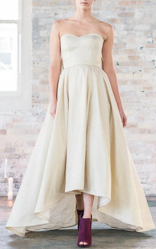 Robe de mariée dorée scintillante asymétrique à buste 86 cm