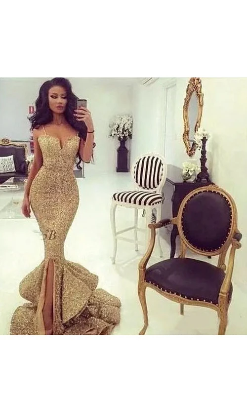 Vestido de noche sexy hasta el suelo sin mangas con lentejuelas, escote corazón y tirantes, corte sirena y lentejuelas.