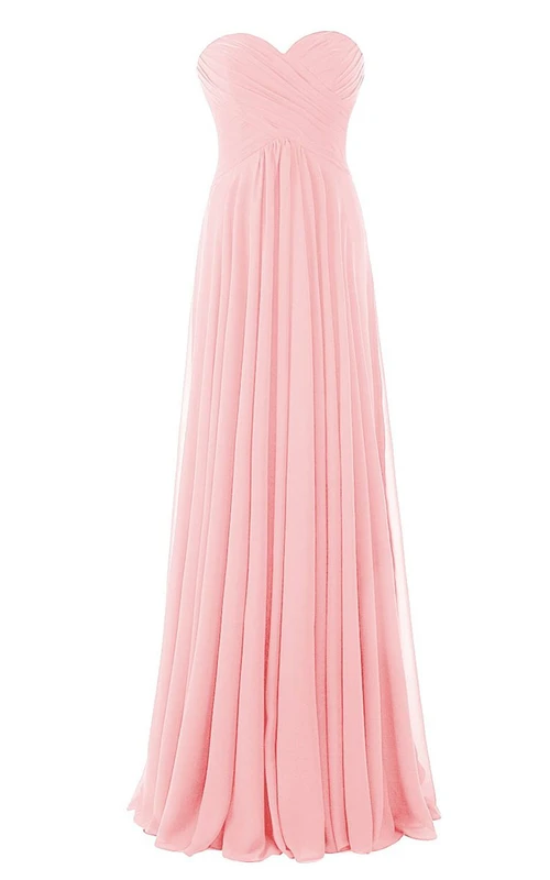 Sweetheart Criss-cross Chiffon A-line Gown With Zipper Back