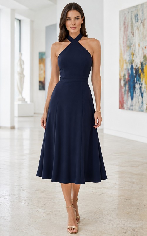 navy blue bridesmaid dresses beach wedding Chiffon 3