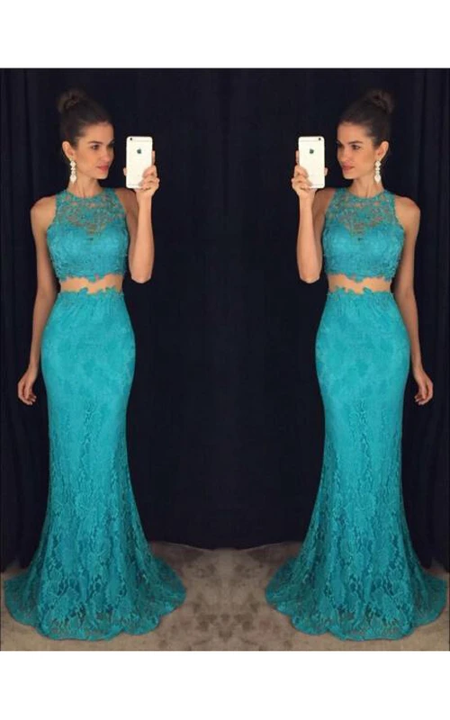 Robe de bal sirène deux pièces en dentelle délicate