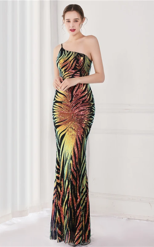New Sequin Sequin Fairy Celebrity Party Party Evening Dress Sexy Long Toast Dress Bride
