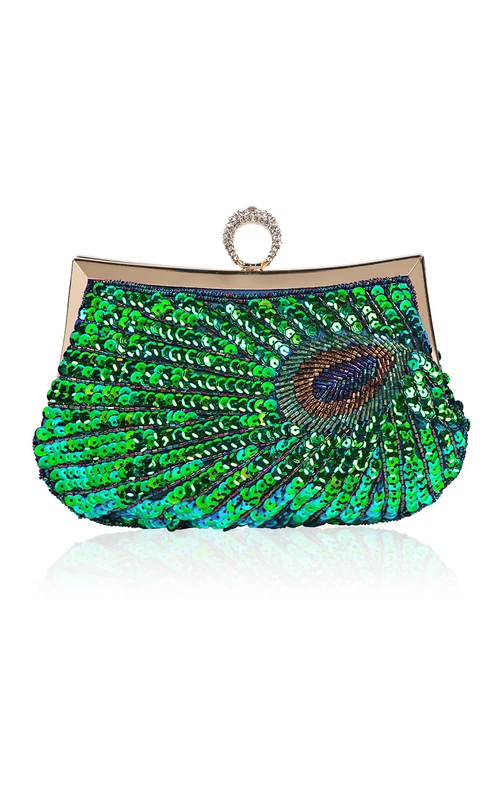 Pailletten-Pfauen-Clutch