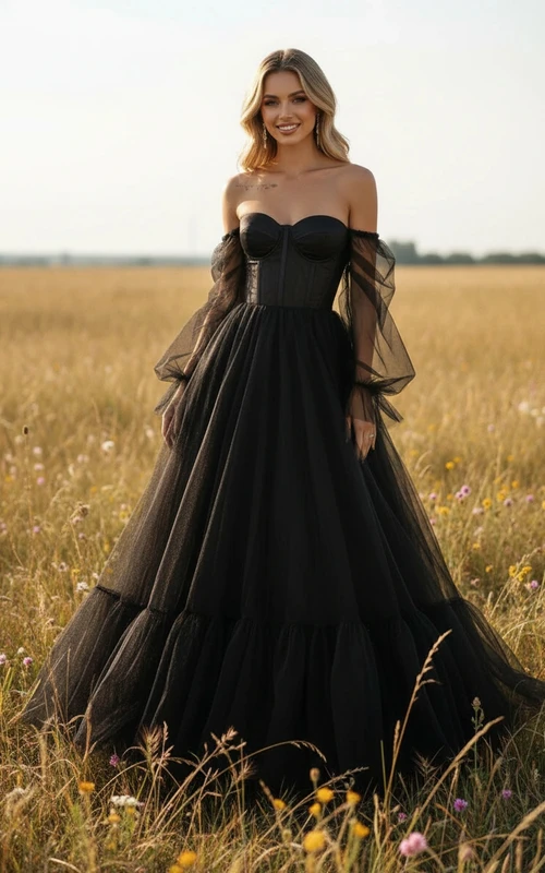 Romantisches gotisches Korsett-Ballkleid