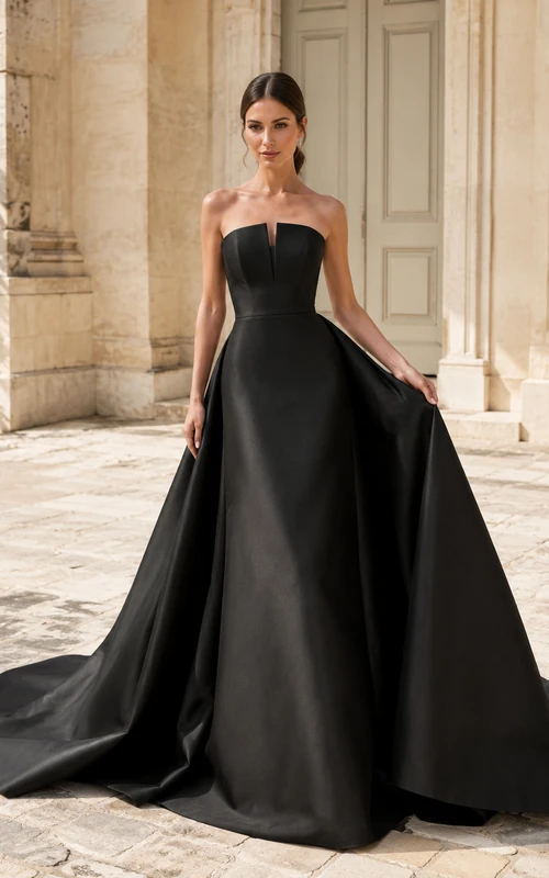 Robe de mariée spectaculaire bustier en satin avec traîne chapelle