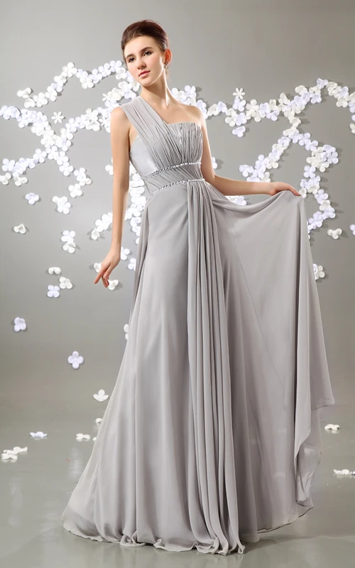 Robe empire asymétrique en mousseline avec plis