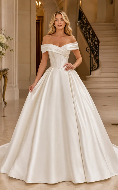 Brautkleid aus Satin im Meerjungfrauenstil, trägerlos, mit Schleppe