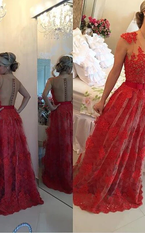 Sexy rotes Perlen-Spitzen-Abendkleid, transparent, bodenlang