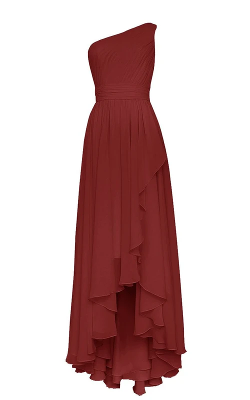 Robe asymétrique plissée à une épaule avec drapé