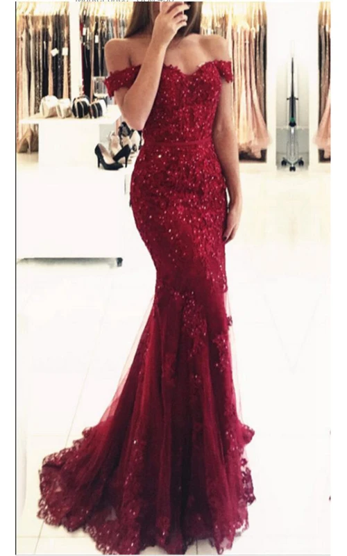 Meerjungfrauen-Trompetenkleid aus Spitze und Tüll, schulterfrei, kurze Ärmel, Knopfleiste und Reißverschluss