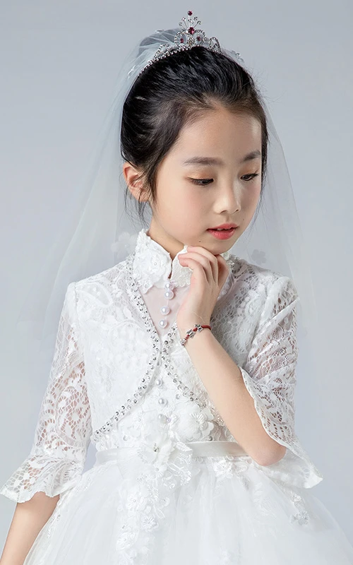 Voile de demoiselle d'honneur en tulle floral double épaisseur, style simple