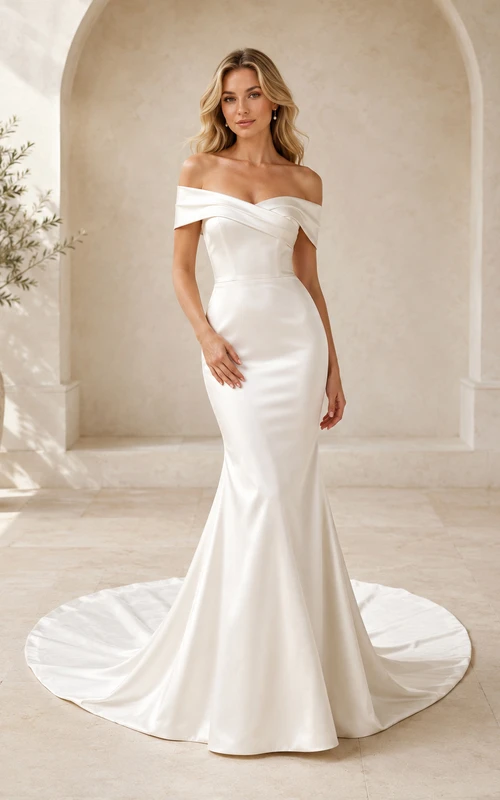 Vestido de novia de gasa para la playa, corte en A, tirantes finos, cola larga, espalda baja en V.