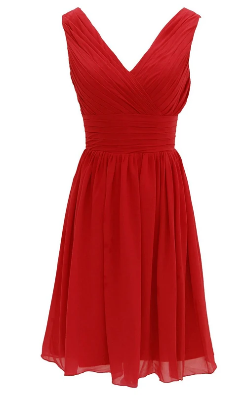 Elegantes Chiffonkleid mit V-Ausschnitt und baskischer Taille