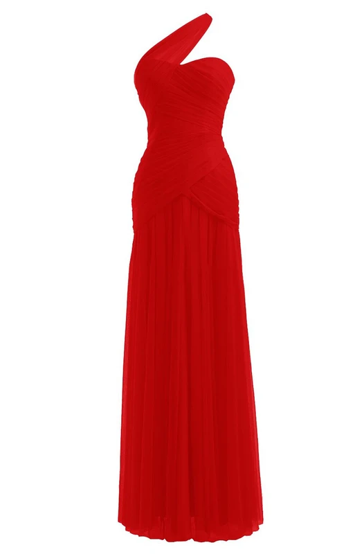 Robe asymétrique en mousseline froncée avec pli