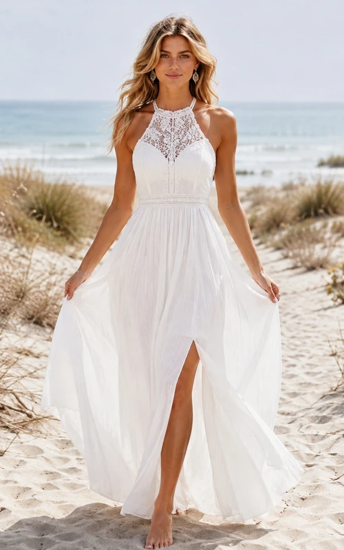 Bohemian Romantic V-Neck Sleeveless Tulle Front-Slit A-Line High-Low Wedding Dress
