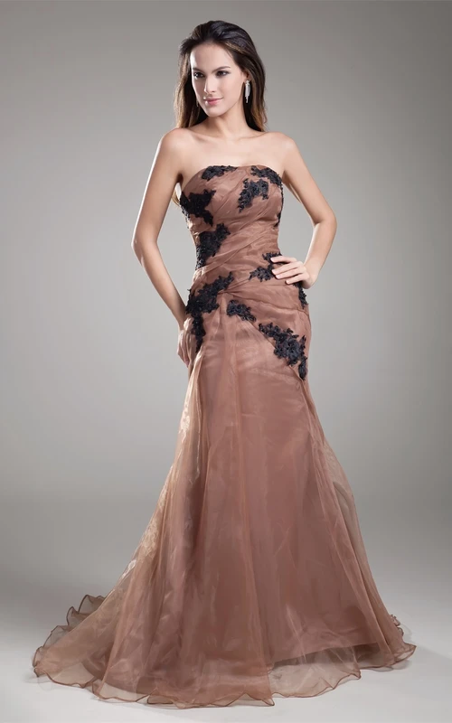 Strapless Maxi Mermaid Dress With Lace