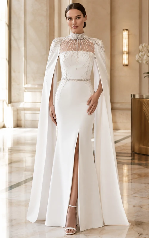 Satin Wedding Dress A-Line Strapless Sweep Train Bridal Gown