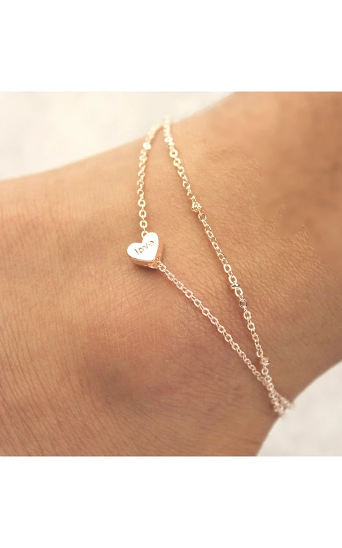 Doppelliebe Modefarbenes Gold-Fußkettchen Schmuck