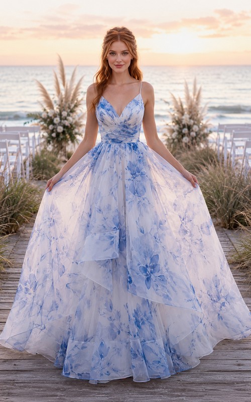 blue weddings dress Wedding COLOR:SKY STRIPES Hand made floral embroidery SPRINGDRESS KissProm Fuchsia Strapless Taffeta