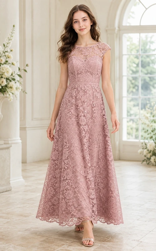 Brautjungfernkleid in Altrosa, A-Linie, ärmellos, mit Strasssteinen besetzt, romantisch