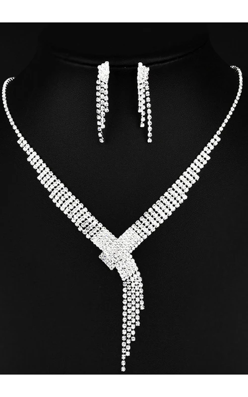 Spezielles Braut- und Abendparty-Schmuckset mit Strass-Halskette und Ohrringen