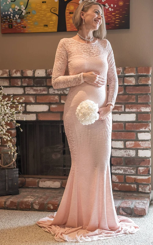 Sheath Illusion Long Sleeve Empire Dress