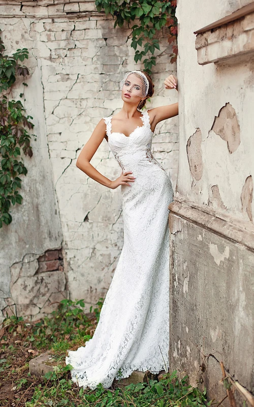 Vestido de encaje sin mangas con tirantes largos y espalda tipo corsé