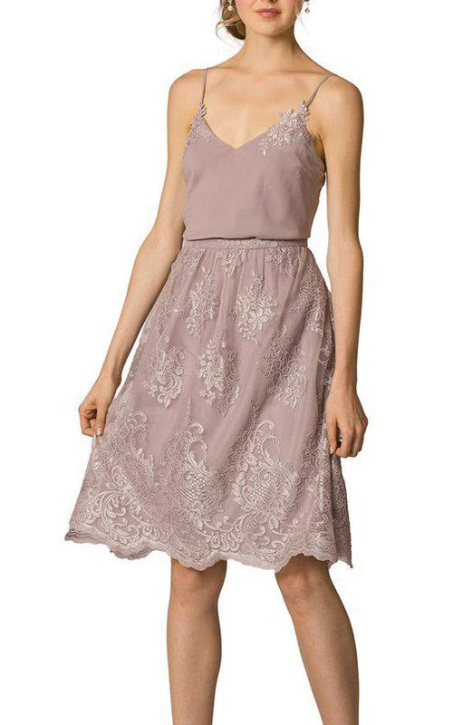 Spaghettiträger-Kleid mit Schnürung, knielang, A-Linie