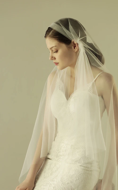 Voile en tulle souple à un seul niveau, longueur bout des doigts
