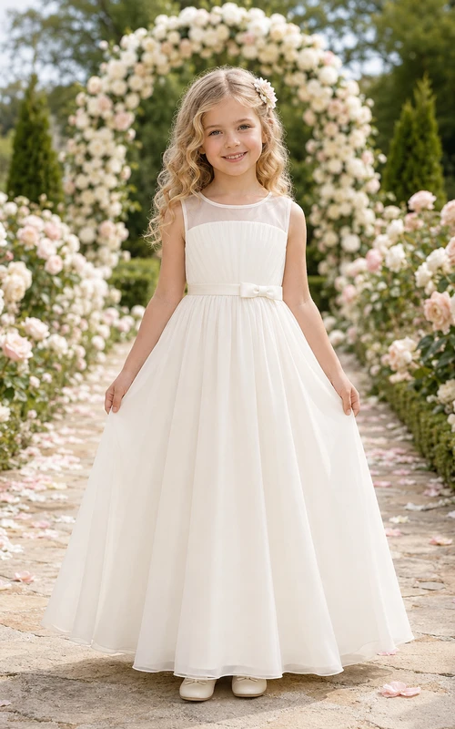 Einfaches Tüll-Ballkleid für Blumenmädchen