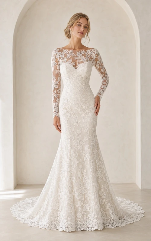 Boho-Hochzeitskleid, festlich, A-Linie, zweiteilig, mit Spitze und Schleppe