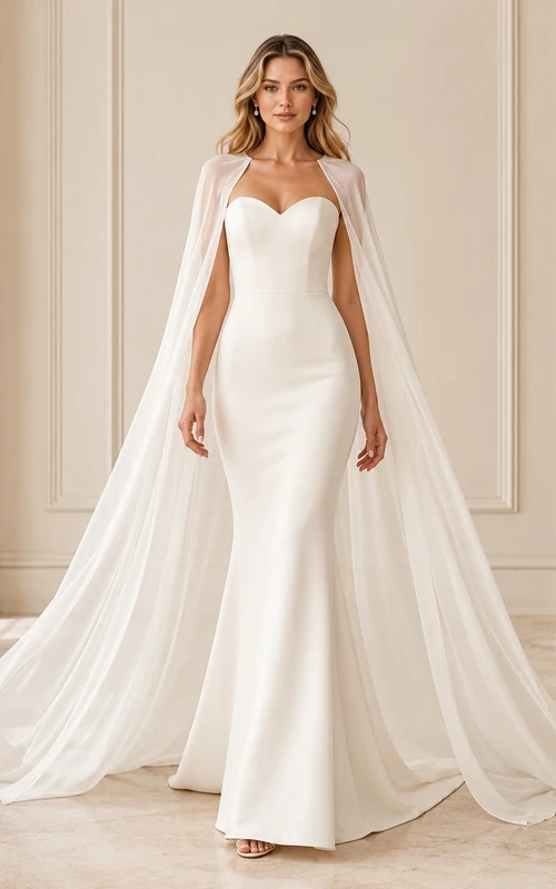 Simple Mermaid Sweetheart Satin Bridal Classic Wedding Dress