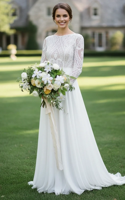 Ätherisches, fließendes Boho-Kleid mit langen Ärmeln