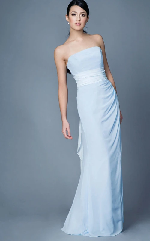 Sheath Draped Strapless Chiffon Bridesmaid Dress