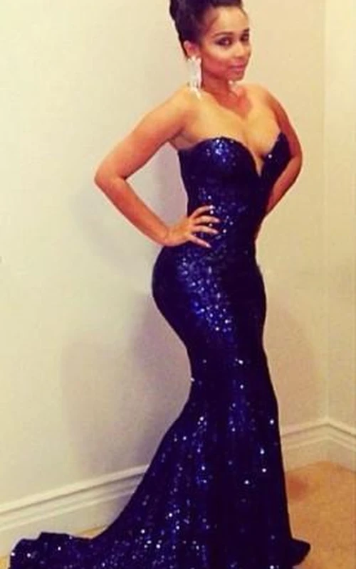 Sexy Pailletten-Meerjungfrauen-Abendkleid mit Herzausschnitt