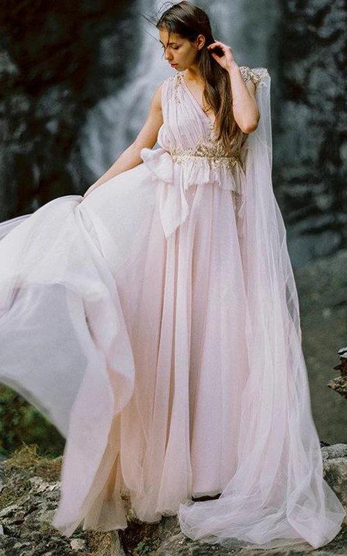 Vestido de novia bohemio color champán