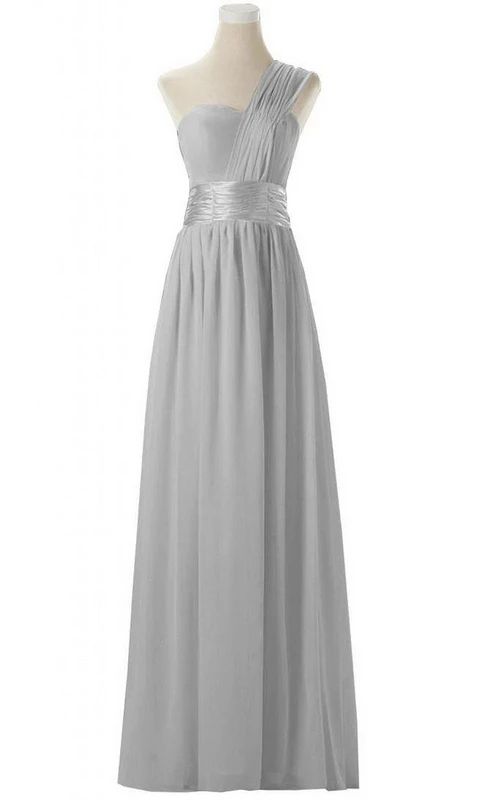 Einseitig schulterfreies Chiffonkleid „Emprie“ mit gerafftem Träger