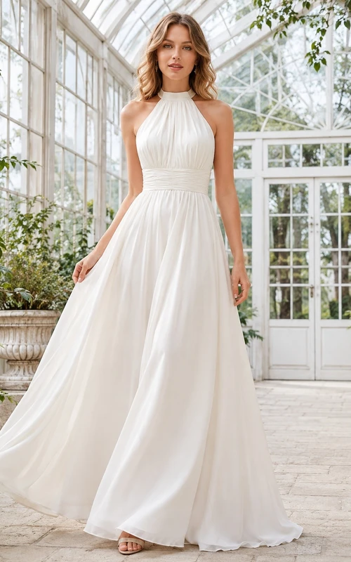 Bridal Romantic Strappy Satin Sleeveless A-Line Sweep-Train Wedding Dress