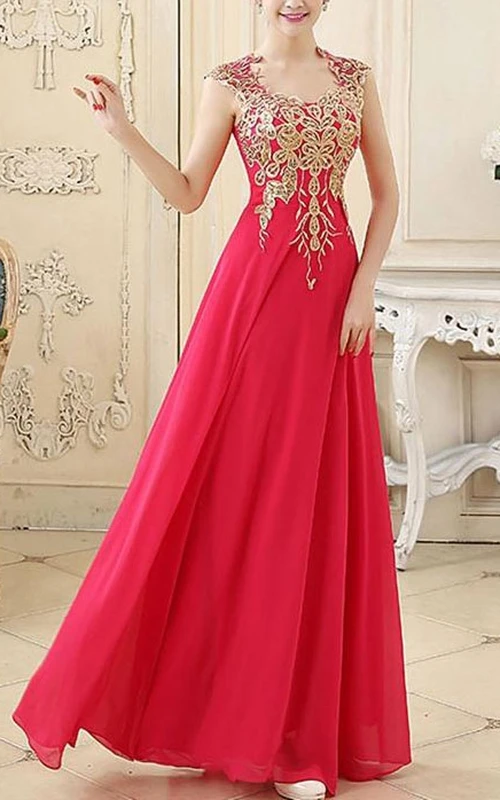 Robe de bal sophistiquée de coupe trapèze et longue jusqu'au sol