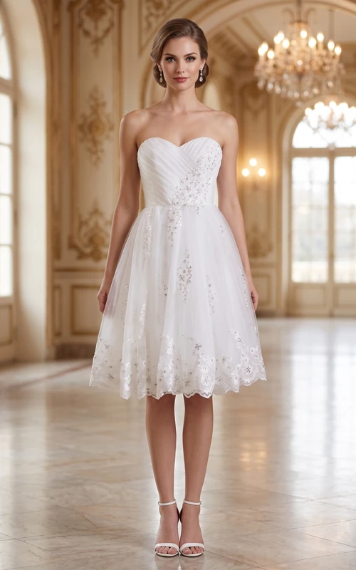 Robe de mariée trapèze décolletée en cœur avec sequins