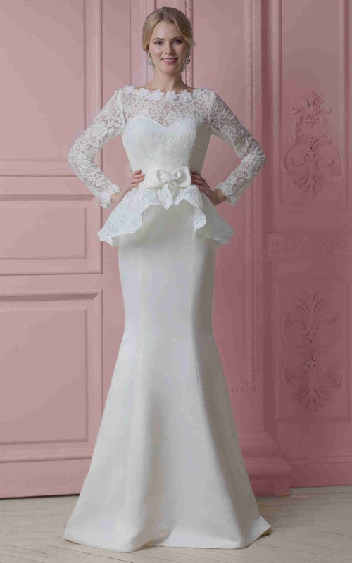 wedding dress peplum - Katharine - S / US6 / EU36 / UK10 / (Bust 35, Waist 28,5 Inch) rise zip 44040: Short Sleeve Lace Peplum