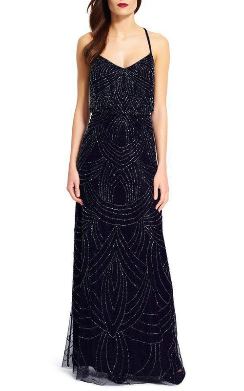 Lujoso vestido de dama de honor largo hasta el suelo estilo Art Déco