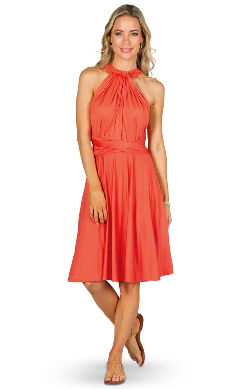 Knee-Length Halter Sleeveless Chiffon Convertible Bridesmaid Dress With Ruching And Straps