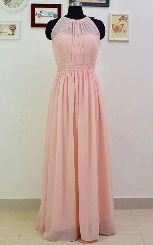 Langes Chiffon-Brautjungfernkleid, langes, perlmuttrosa, wandelbares, bodenlanges Ballkleid