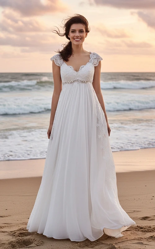 Vestido de corte imperio plisado de estilo griego