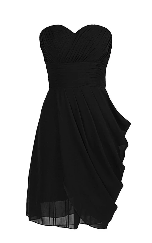 Minivestido de gasa con escote corazón y pliegues.